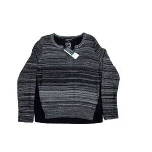 NWT Jones New York Navy & Ivory Split Neck Sweater Top